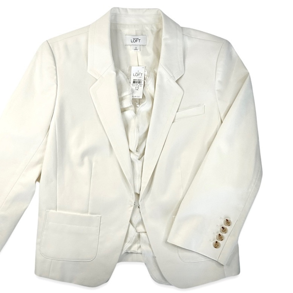 Ann Taylor Women’s Ivory Peek-a-boo Ruffle Blazer, Size 12, NWT